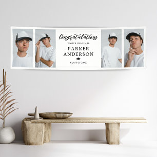 Graduation 4 Photo Collage Congratulations Banner