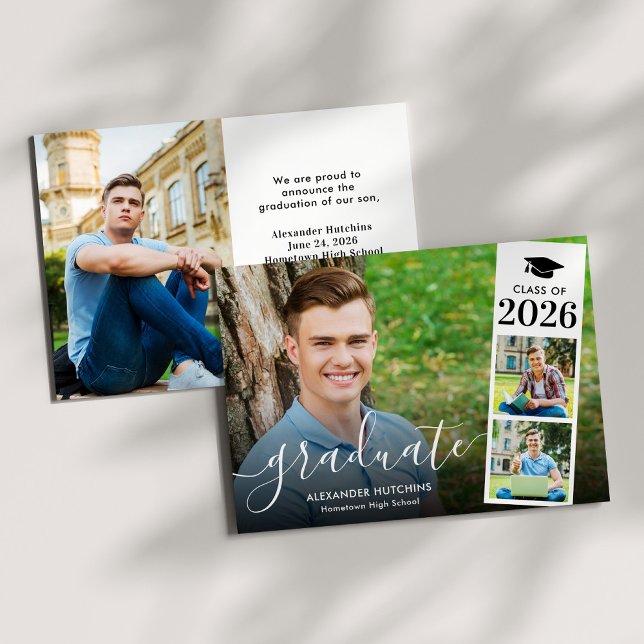 Graduation 4 Photo Collage Modern Announcement (Creator Uploaded)