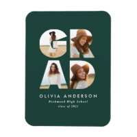 Graduation 4 photo modern announcement green 