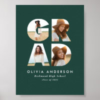 Graduation 4 photo modern announcement green