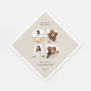 Graduation 4 photo modern personalised natural napkin