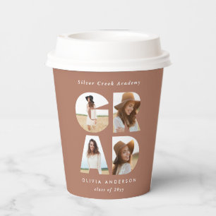 Graduation 4 photo modern personalised terracotta paper cups