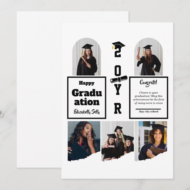 Graduation 5 Photo Celebration Graduate Template (Front/Back)