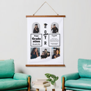 Graduation 5 Photo Celebration Graduate Template Hanging Tapestry