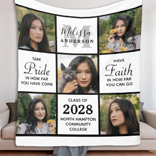Graduation 5 Photo Collage Inspirational Graduate Fleece Blanket