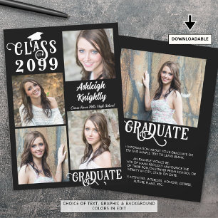 Graduation 5 Photos Stylish Class Year Announcement