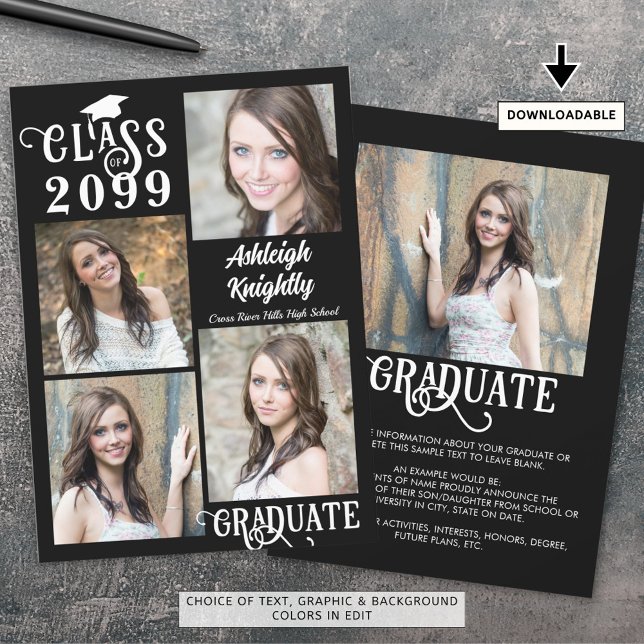 Graduation 5 Photos Stylish Class Year Announcement (Creator Uploaded)