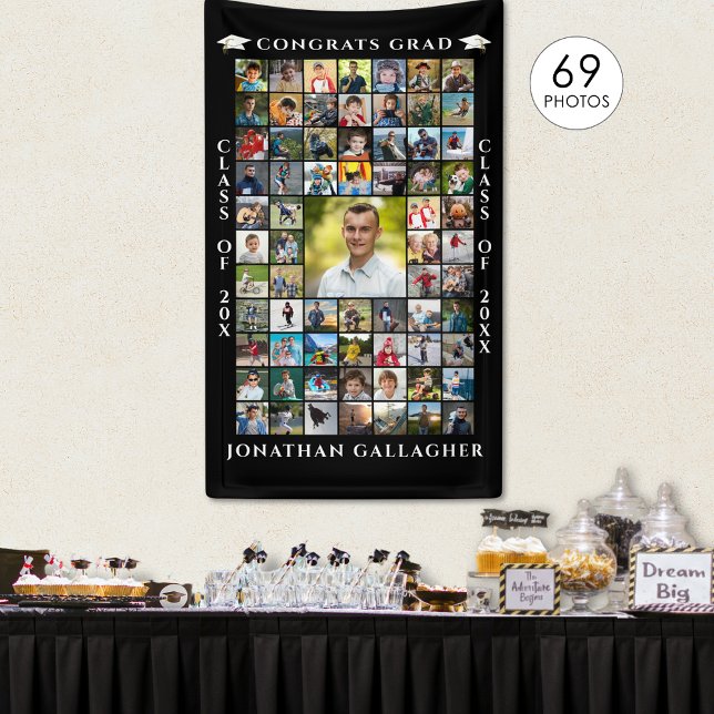 Graduation 69 Photo Collage Congrats Grad Banner (Creator Uploaded)