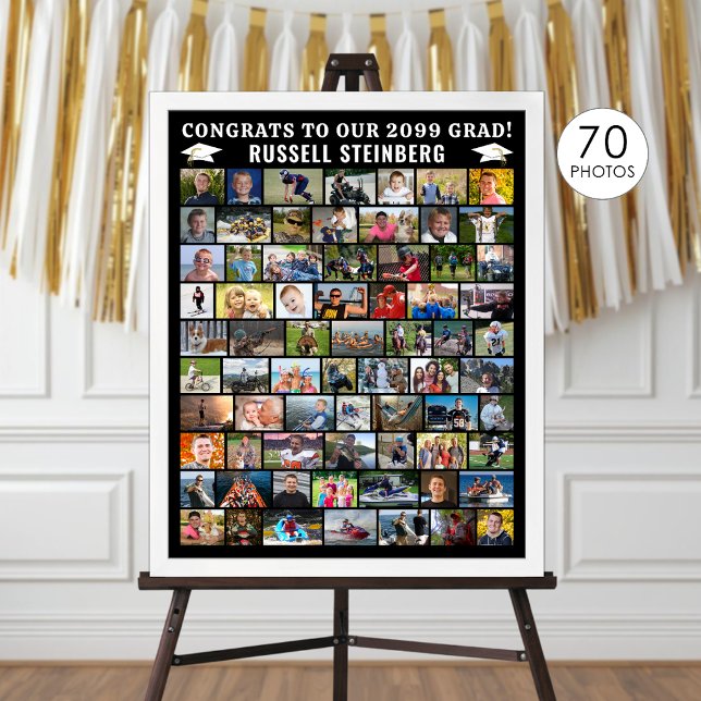 Graduation 70 Photo Collage Simple Custom Poster (Creator Uploaded)