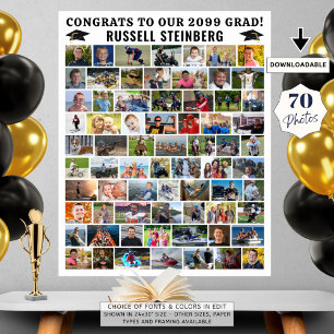 Graduation 70 Photo Collage Simple Custom Poster