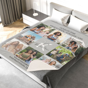 Graduation 8 Photo Collage and Quote Grey Graduate Sherpa Blanket
