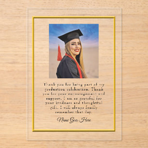 Graduation acrylic Thank You card with photo Invitations