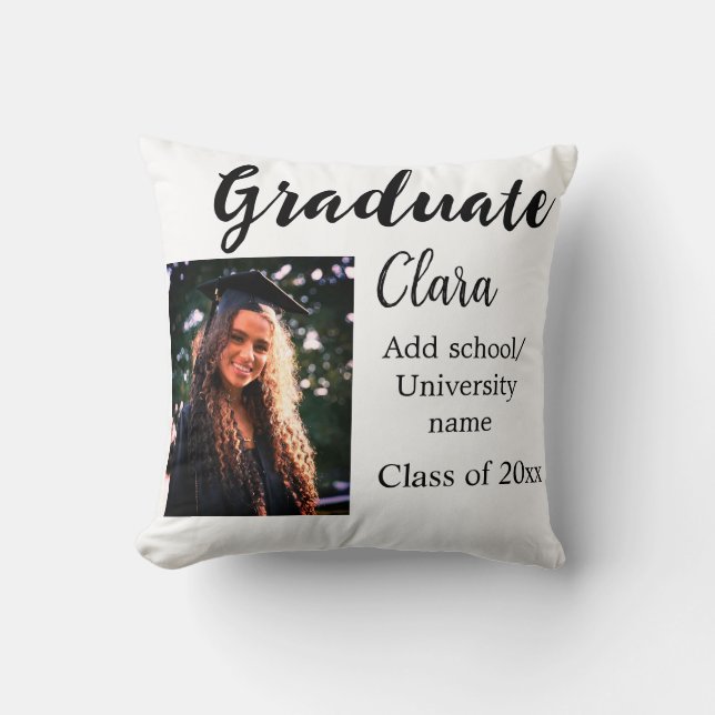 Graduation add name class of 20xx congrats add pho cushion (Front)