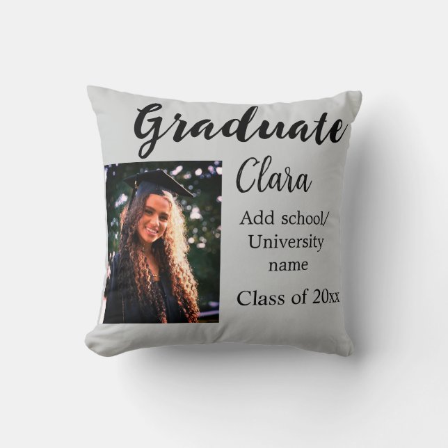 Graduation add name class of 20xx congrats add pho cushion (Front)