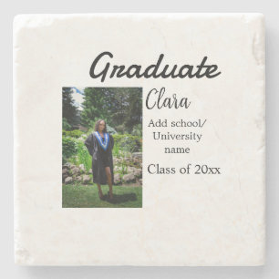 Graduation add name class of 20xx congrats add pho stone coaster