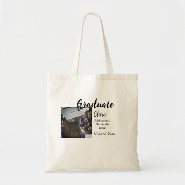 Graduation add name class of 20xx congrats add pho tote bag (Front)