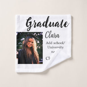 Graduation add name class of 20xx congrats add pho wash cloth