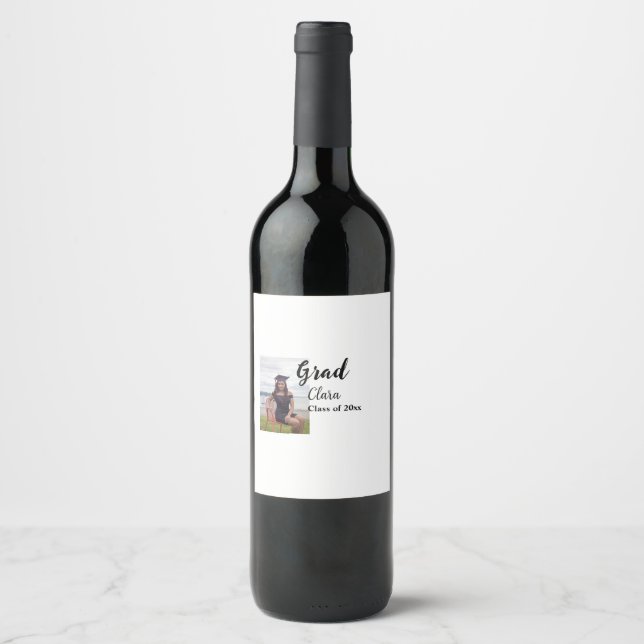 Graduation add name class of 20xx congrats add pho wine label (Front)