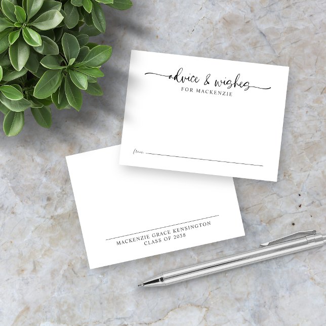 Graduation Advice and Wishes in Elegant Script Enclosure Card (Graduation Advice and Wishes Cards in Elegant Script )