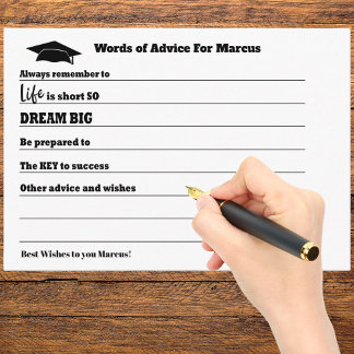 Graduation Advice Wishes Grad Party Enclosure Card
