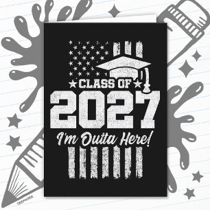 Graduation American Flag Senior Class of 2027 Card