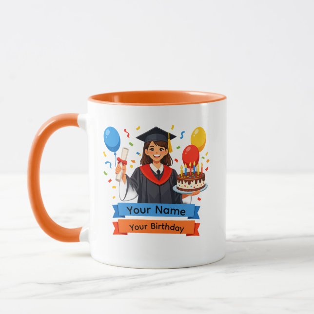 Graduation and Birthday Custom Name Mug (Left)