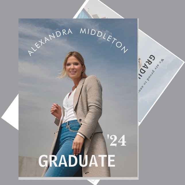 Graduation Annoucement Modern Grad Photo  Postcard (Creator Uploaded)