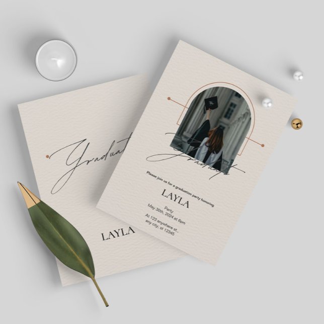 Graduation announcement: 1 photo, cream colour invitation (Creator Uploaded)