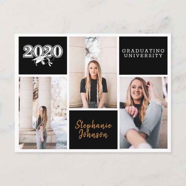 Graduation Announcement 2020 Photo Collage Postcard (Front)