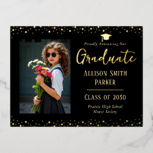 Graduation Announcement Black and Gold Photo