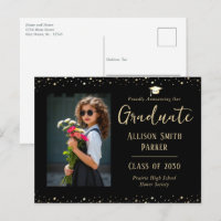 Graduation Announcement Black and Gold Photo