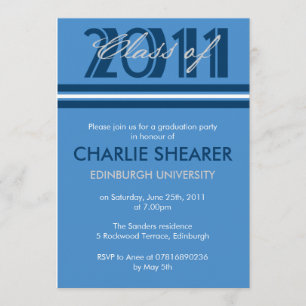 Graduation Announcement Blue & White Stripes