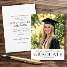 Graduation Announcement Card Photo Sophisticated