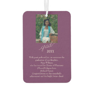 Graduation Announcement Customisable Deep Plum Car Air Freshener