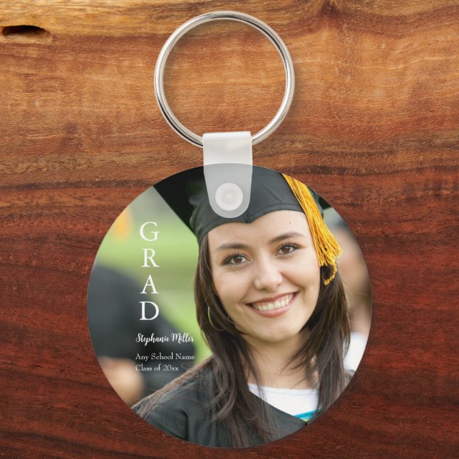 Graduation Announcement Customisable Name School  Key Ring (Back)