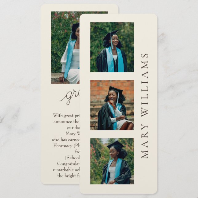 Graduation Announcement Customisable Photos & Text (Front/Back)