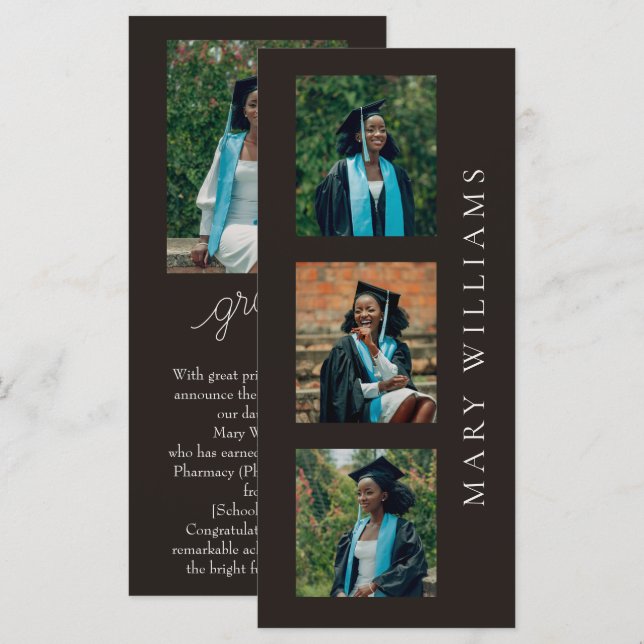 Graduation Announcement Customisable Photos & Text (Front/Back)