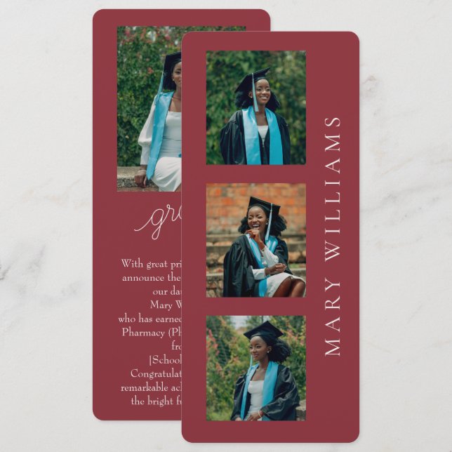 Graduation Announcement Customisable Photos & Text (Front/Back)