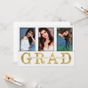 Graduation Announcement Faux Gold Leaf 3 Photo