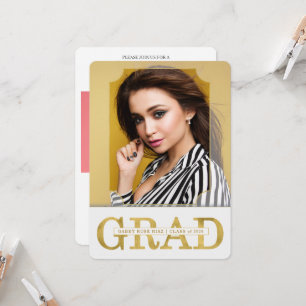 Graduation Announcement Faux Gold Vertical Photo