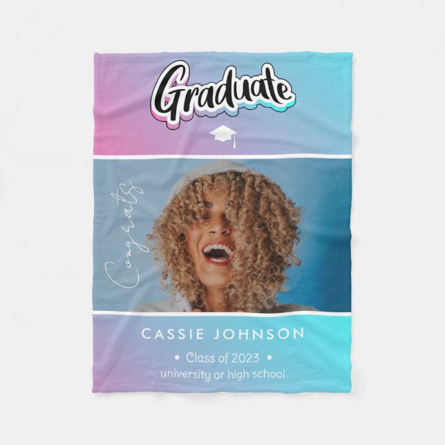 Graduation announcement fleece blanket (Front)
