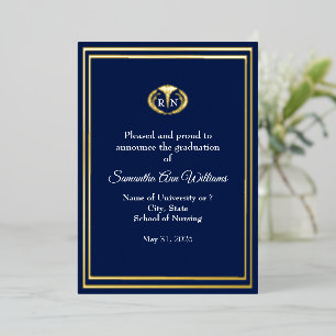Graduation Announcement for a Nurse - gold foil