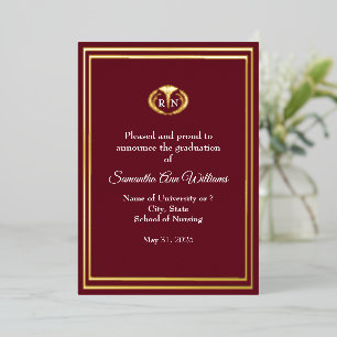 Graduation Announcement for a Nurse - gold foil