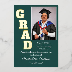 Graduation Announcement - Gold Foil with Photo    