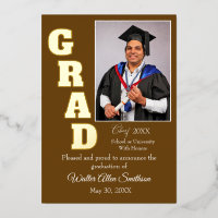 Graduation Announcement - Gold Foil with Photo