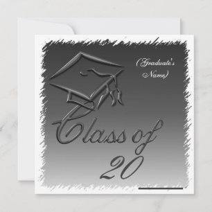 Graduation Announcement, Invitation Black Silver