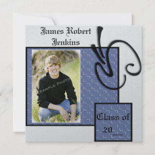 Graduation Announcement, Invitation Blue