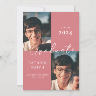 Graduation Announcement, Mosaic - Pink Invitation