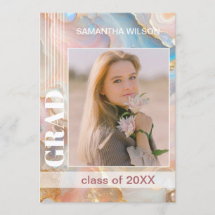 Graduation Announcement On Pastel Marble Pattern