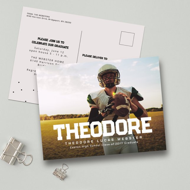 Graduation announcement one photo athlete postcard (Creator Uploaded)